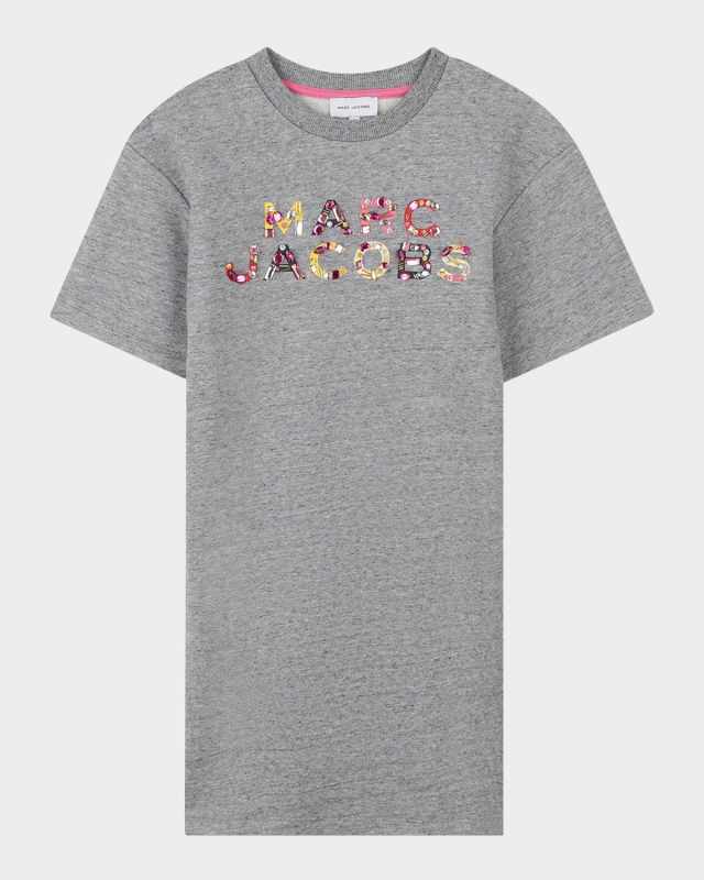 Girl's Jeweled Logo Short-Sleeve T-Shirt Dress, Size 4-